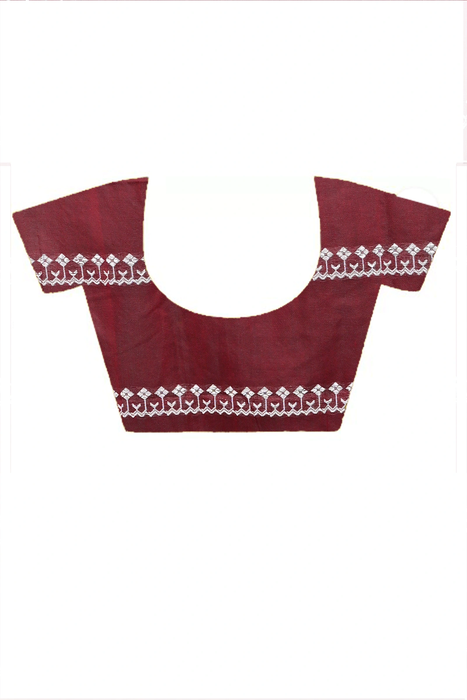 Maroon Cotton Blended Pareta Hand Loom Saree (309)